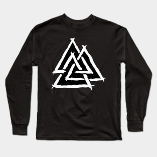 Valknut Norse Symbol (white) Long Sleeve T-Shirt